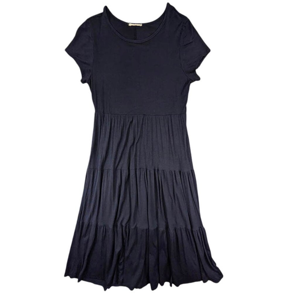 Maxi Dress‎ Womens 2X Navy Tiered Prairie Boho Chic Minimalist Casual Travel